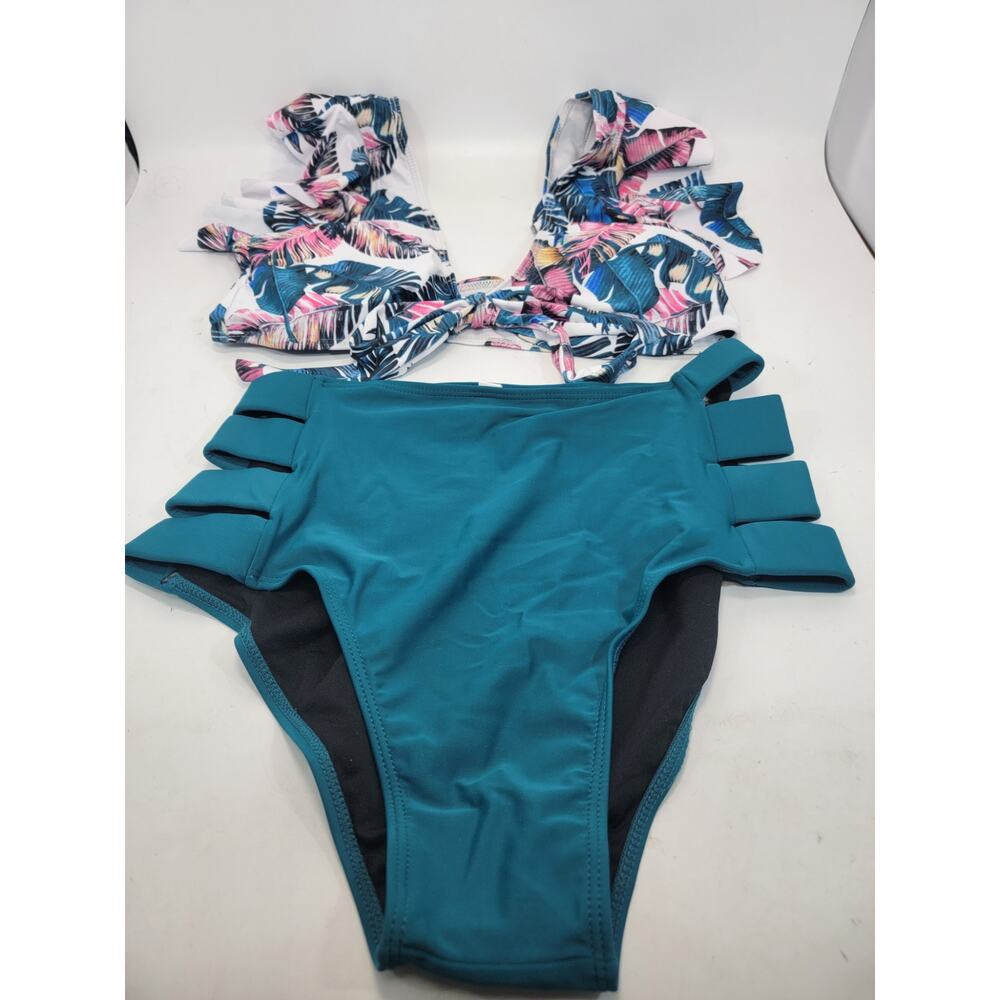 TeLaura Tropical Ruffle Bikini Swimsuit Size M